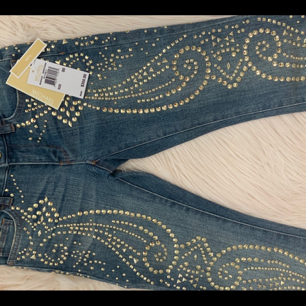 Michael Kors Paisley Studded Flared Jeans size 00